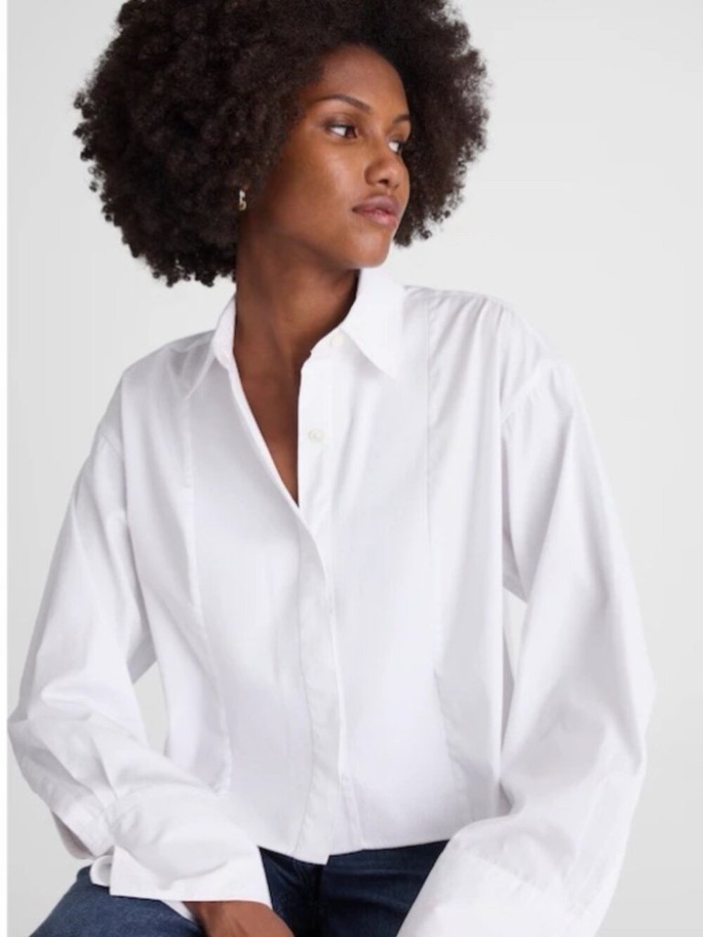 Madewell White Straight-Hem Button Up Long Sleeve Tuxedo Shirt M NWT